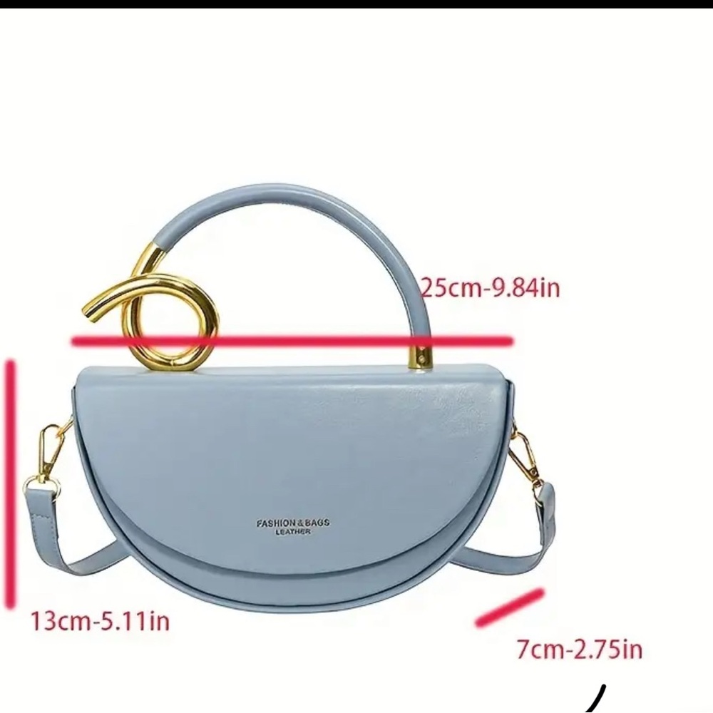 Red Handbag with Gold Handle - Picture 3 of 3